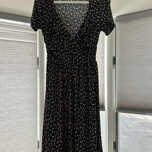 Women's Leota Black Polka Dot Wrap Dress - Stylish Everyday Midi